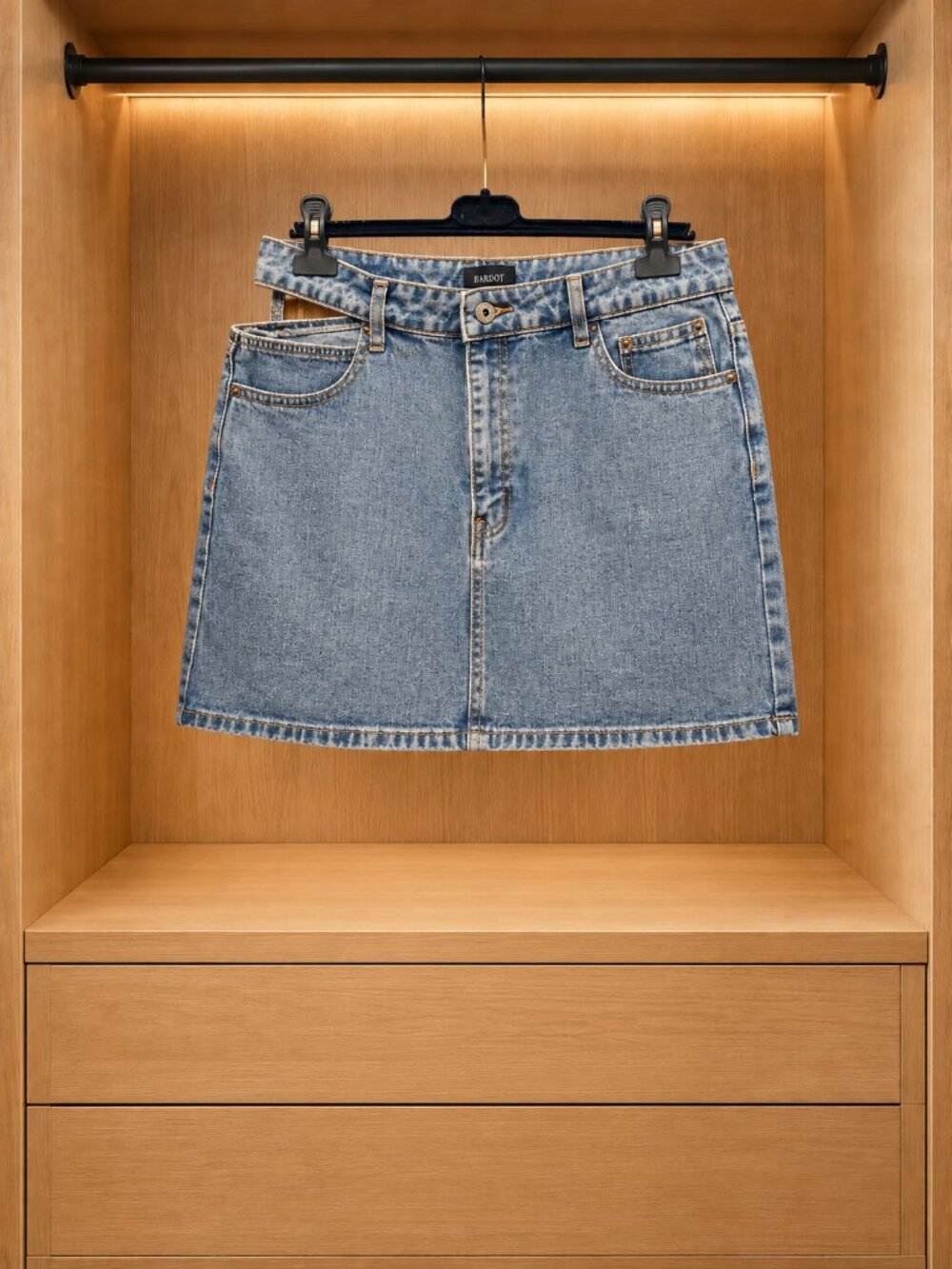 Bardot Cut Out Denim Skirt